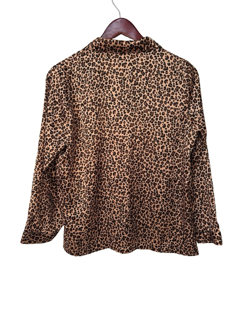 Morgan Taylor Intimates Leopard Print Pajama Top Satin Finish Size M Loungewear - Picture 2 of 7